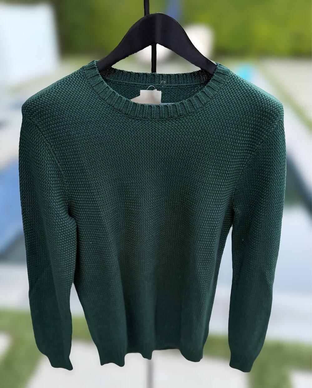 J.Crew Mens Small Green Knit Crewneck Sweater Cotton Textured NWT $118